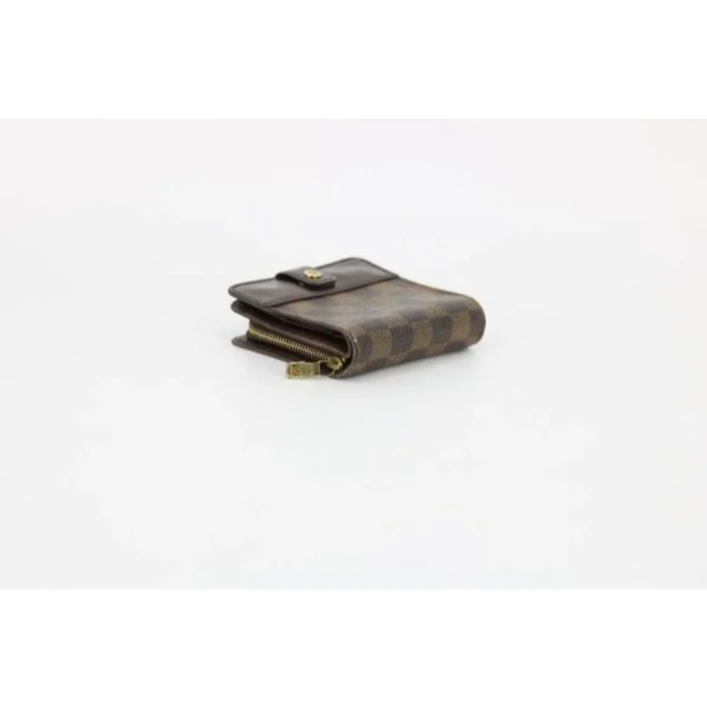 AUTHENTIC Louis Vuitton Brown Damier Ebene Compact Zip Wallet